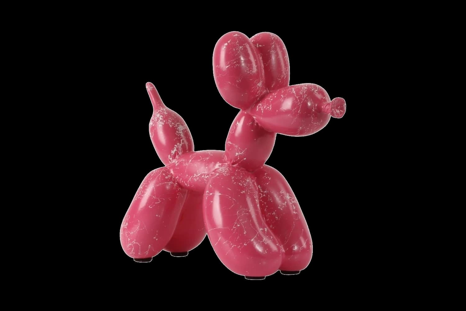 Berry Pink White Marble balloon dog sculpture, 18 cm, hand-painted by Yappiedogs