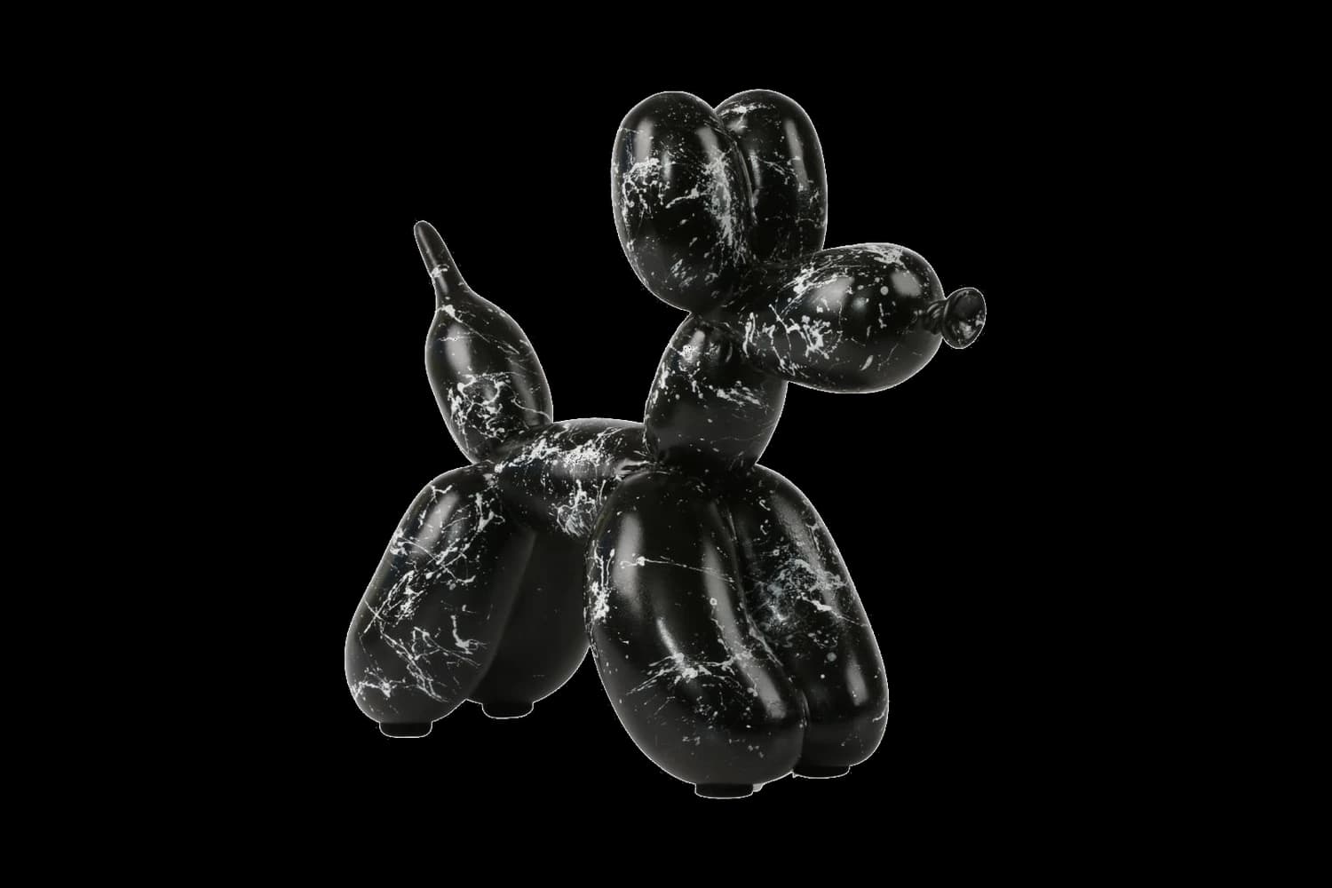 Black White Marble balloon dog sculpture, 18 cm, hand-painted by Yappiedogs
