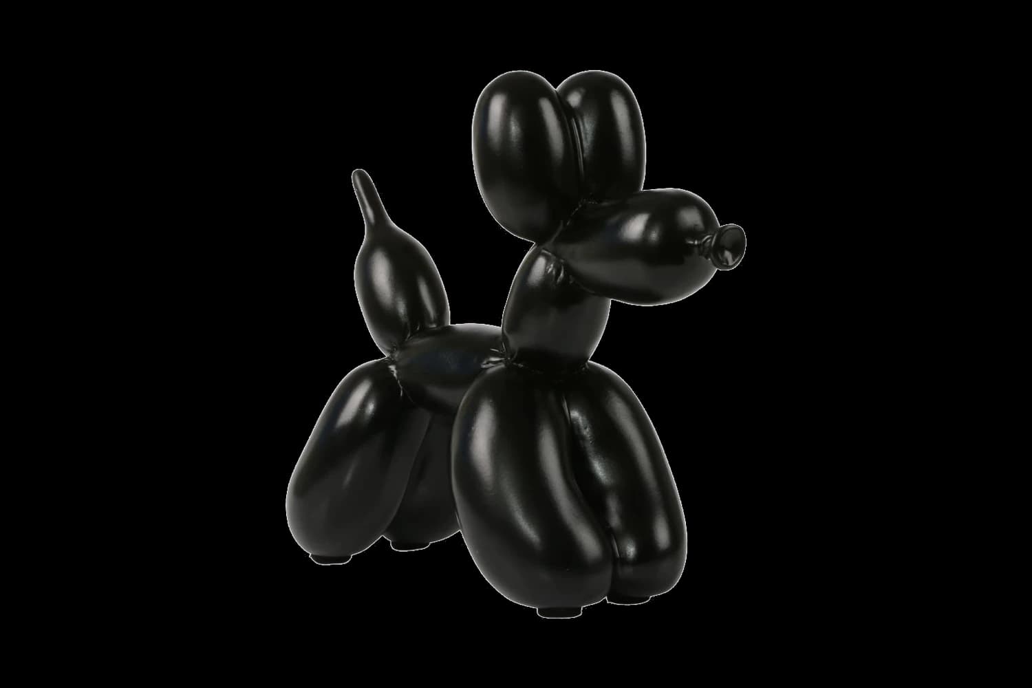 Gloss Black balloon dog sculpture, 18 cm, hand-painted by Yappiedogs