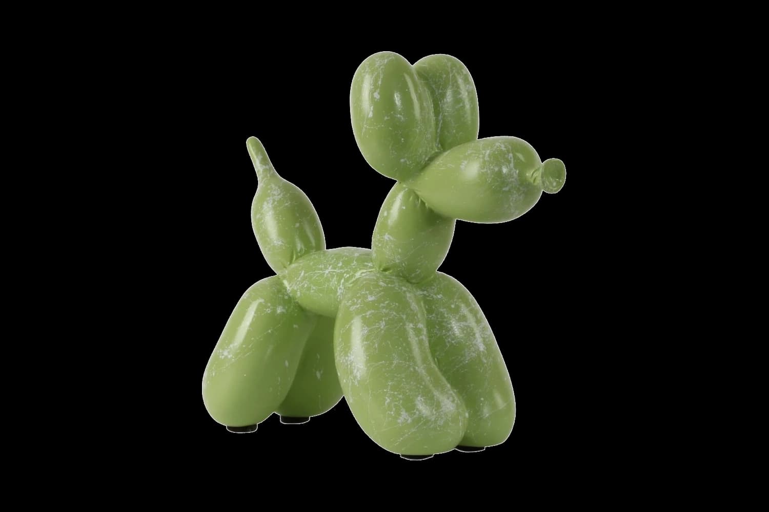 Green White Marble balloon dog sculpture, 18 cm, hand-painted by Yappiedogs