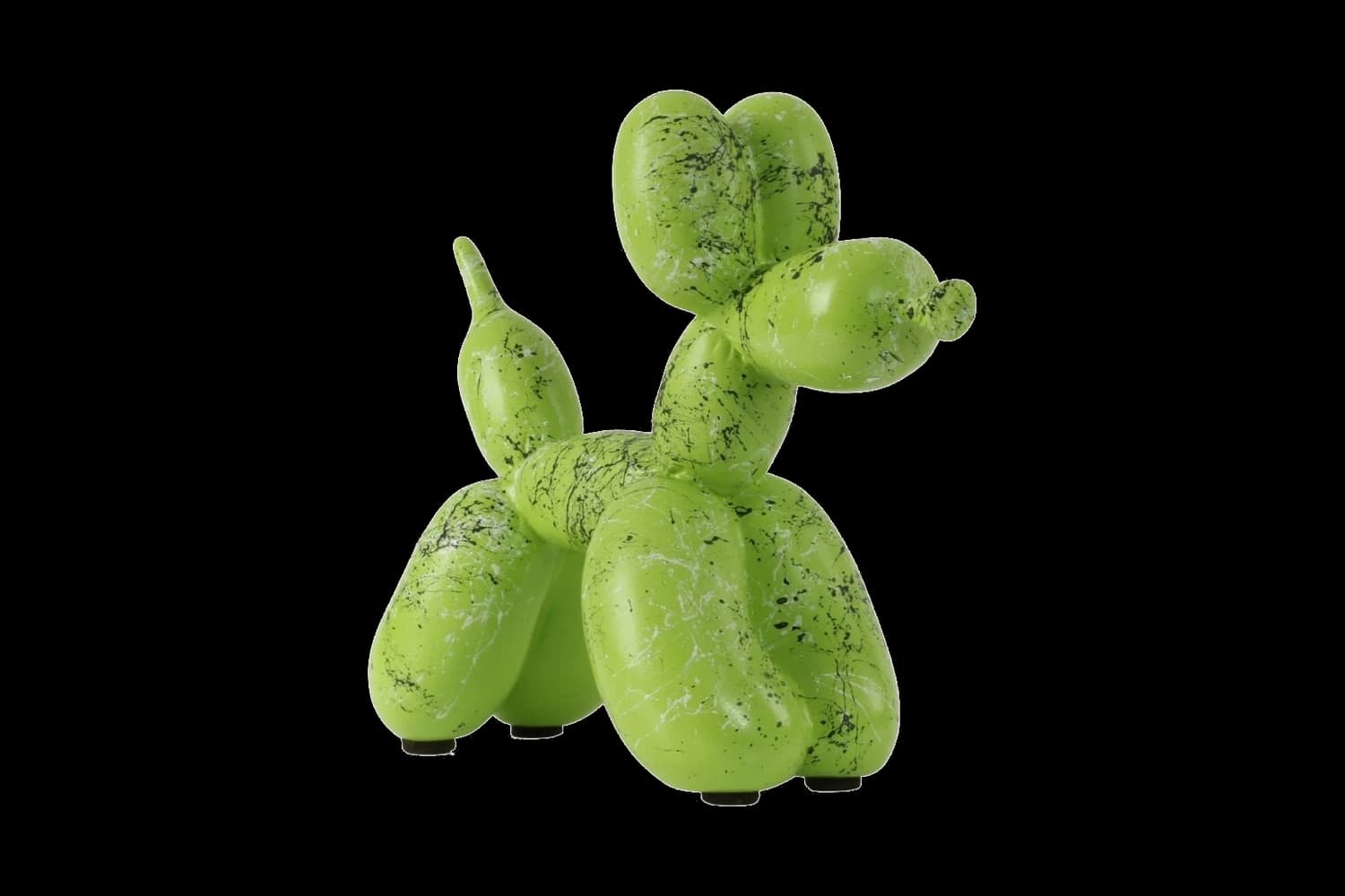Lime Black & White Marble balloon dog sculpture, 18 cm, hand-painted by Yappiedogs
