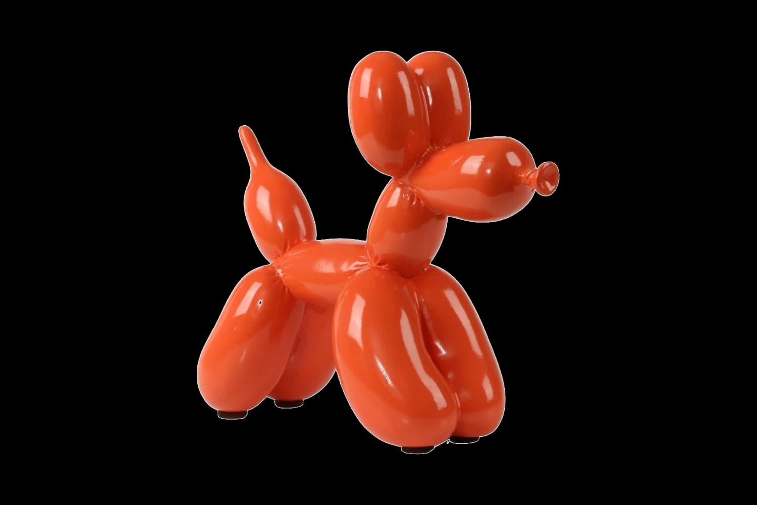 Orange balloon dog sculpture, 18 cm, hand-painted by Yappiedogs