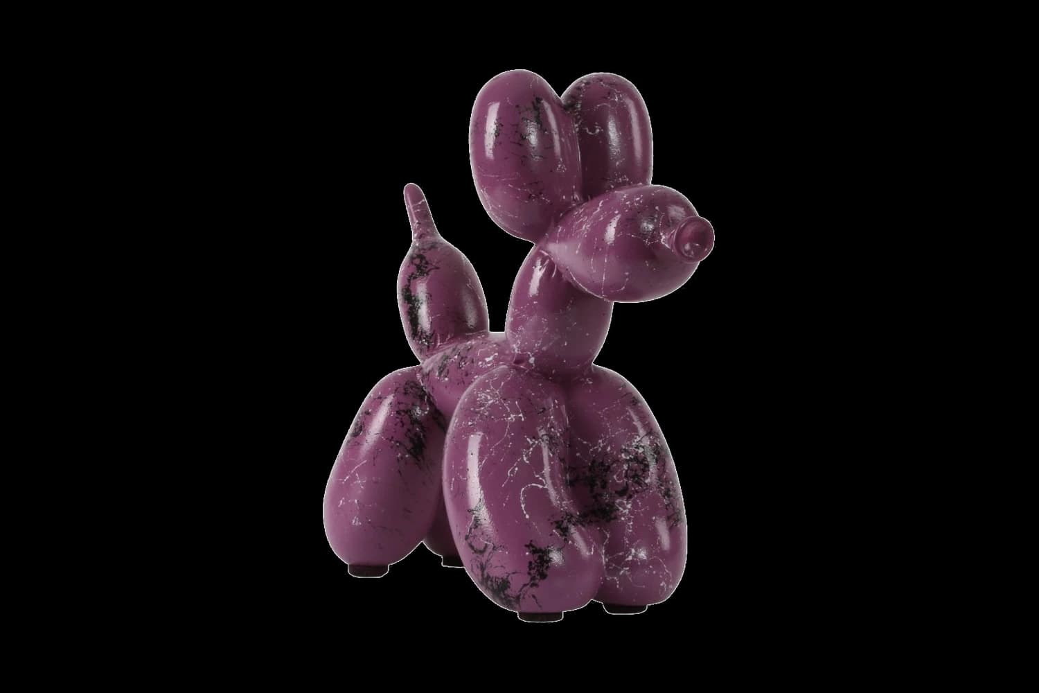 Pastel Purple Marble balloon dog sculpture, 18 cm, hand-painted by Yappiedogs