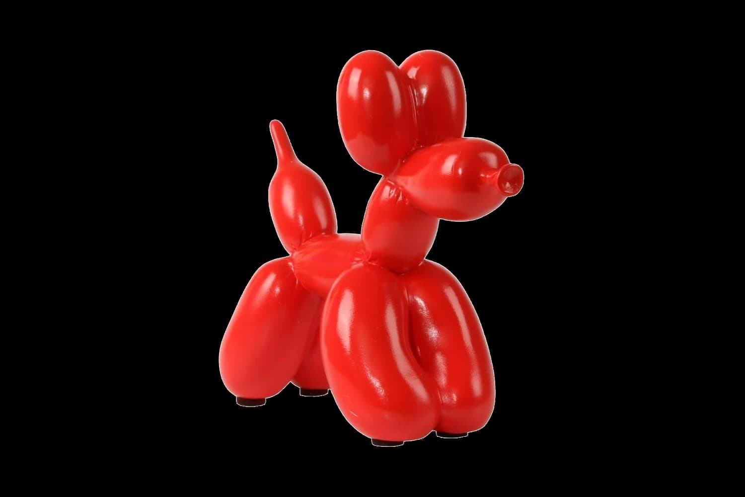 Red balloon dog sculpture, 18 cm, hand-painted by Yappiedogs