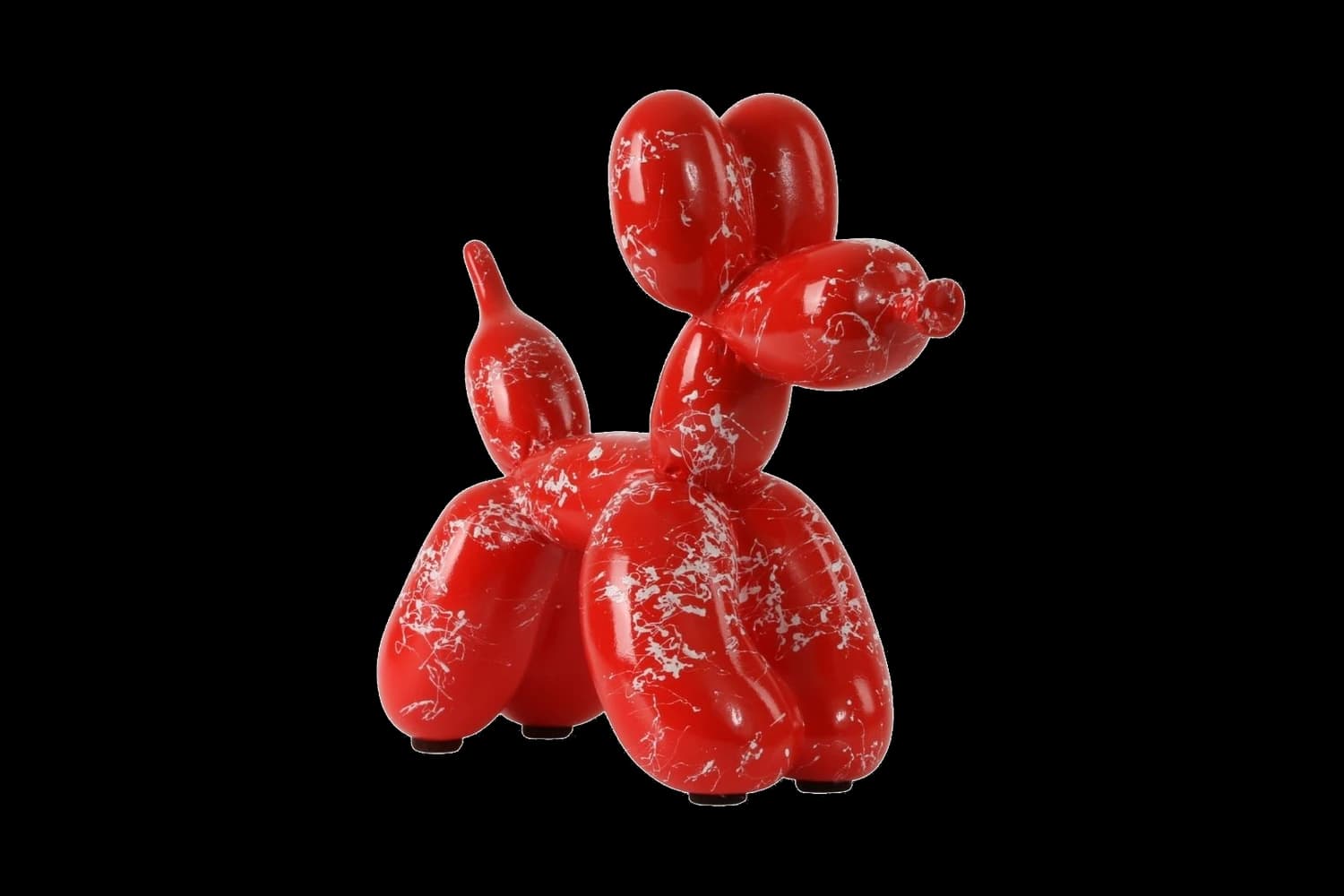 Red White Marble balloon dog sculpture, 18 cm, hand-painted by Yappiedogs