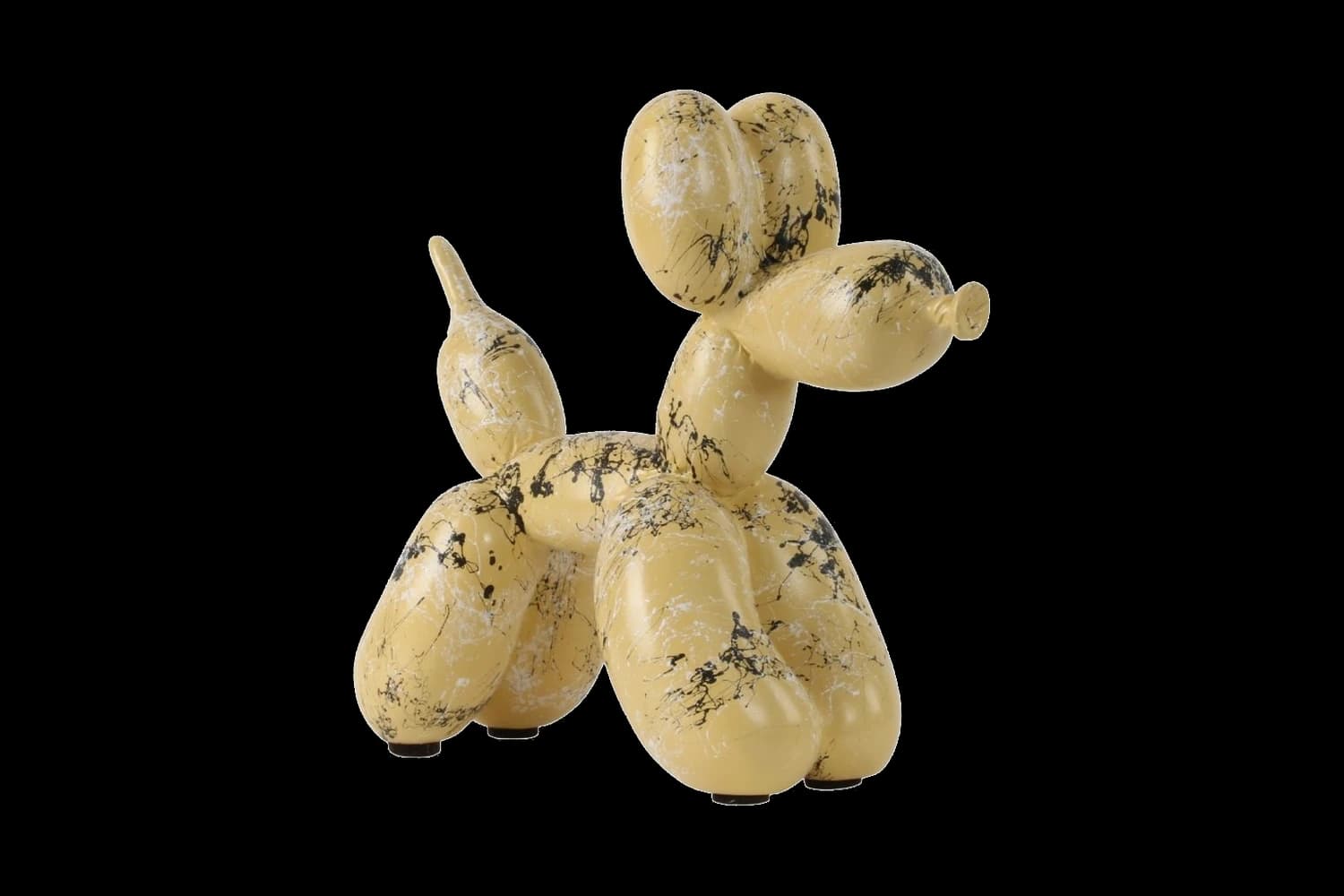 Sunflower Black & White Marble balloon dog sculpture, 18 cm, hand-painted by Yappiedogs