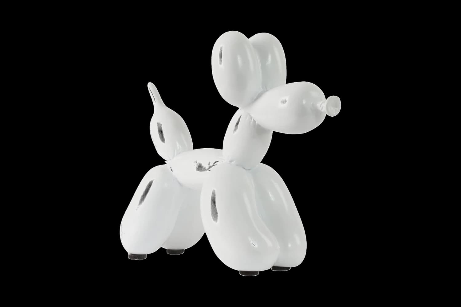 White balloon dog sculpture, 18 cm, hand-painted by Yappiedogs