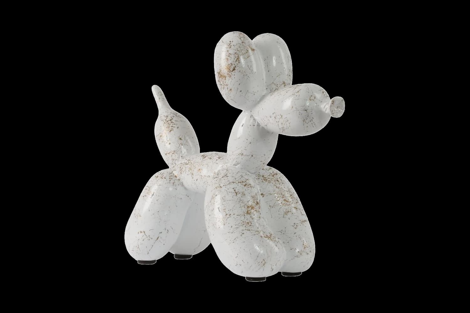 White Gold Marble balloon dog sculpture, 18 cm, hand-painted by Yappiedogs